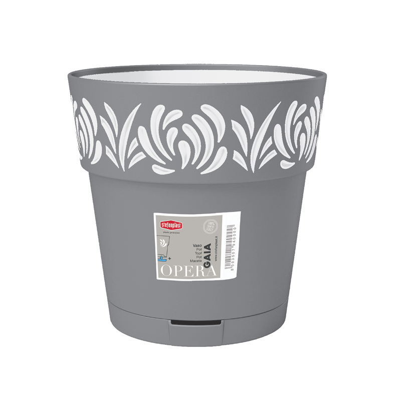 Macetero Gaia Gris 15cm Stefanplast