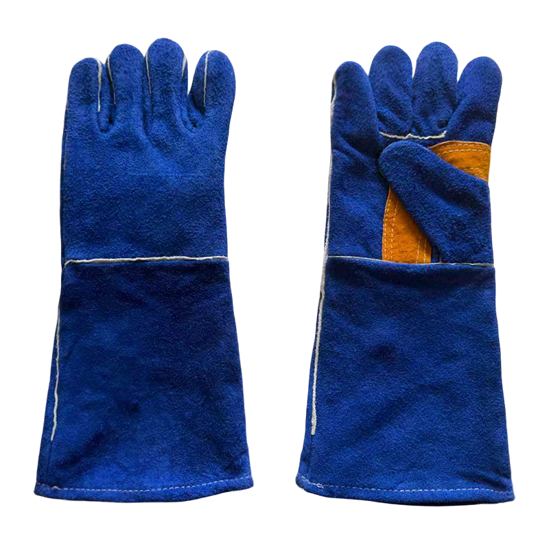 Guante de Cuero Reforzado para Soldar 16" Azul