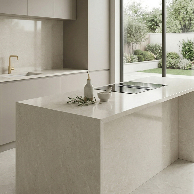 Piedra Sinterizada 80x260cm Crema Marfil Pulido de 15mm (2.08)