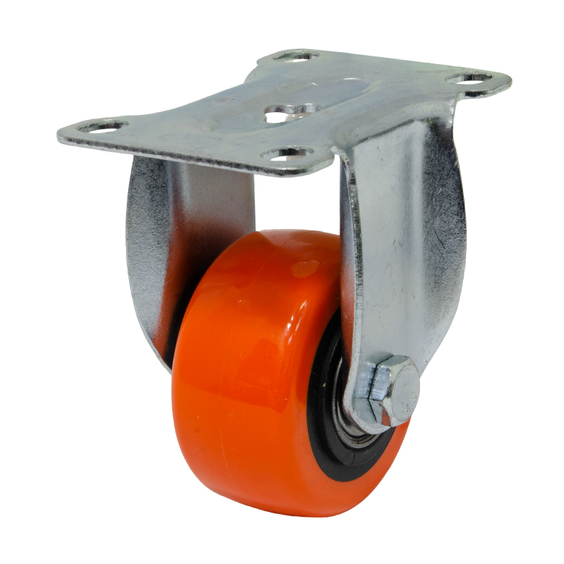 Garrucha Rueda PVC Naranja con Plataforma Fija 2.5"