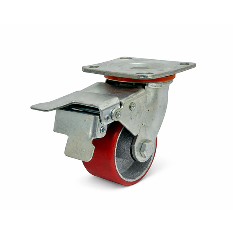 Rueda de Poliuretano Industrial Móvil con Plataforma y Freno 4x2  