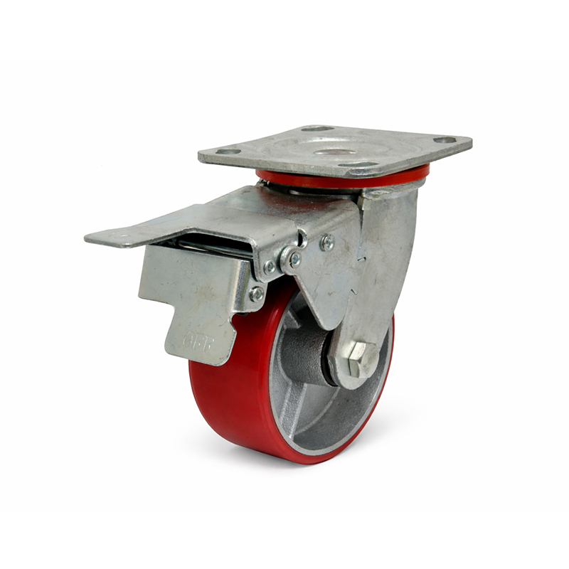 Rueda de Poliuretano Industrial Móvil con Plataforma y Freno 6x2  