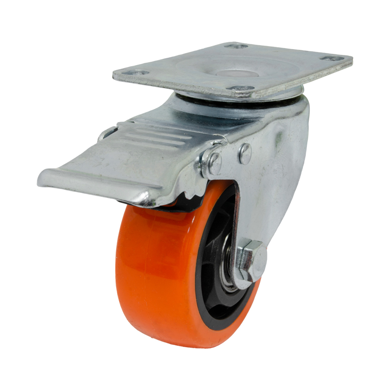 Garrucha Rueda PVC Naranja con Plataforma y Freno 3" 