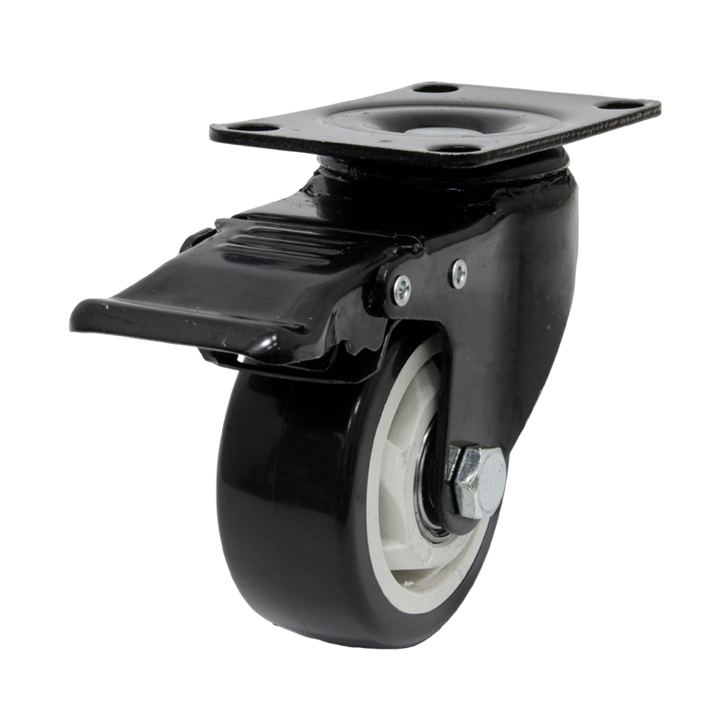 Garrucha Rueda PVC Negra con Plataforma y Freno 3"