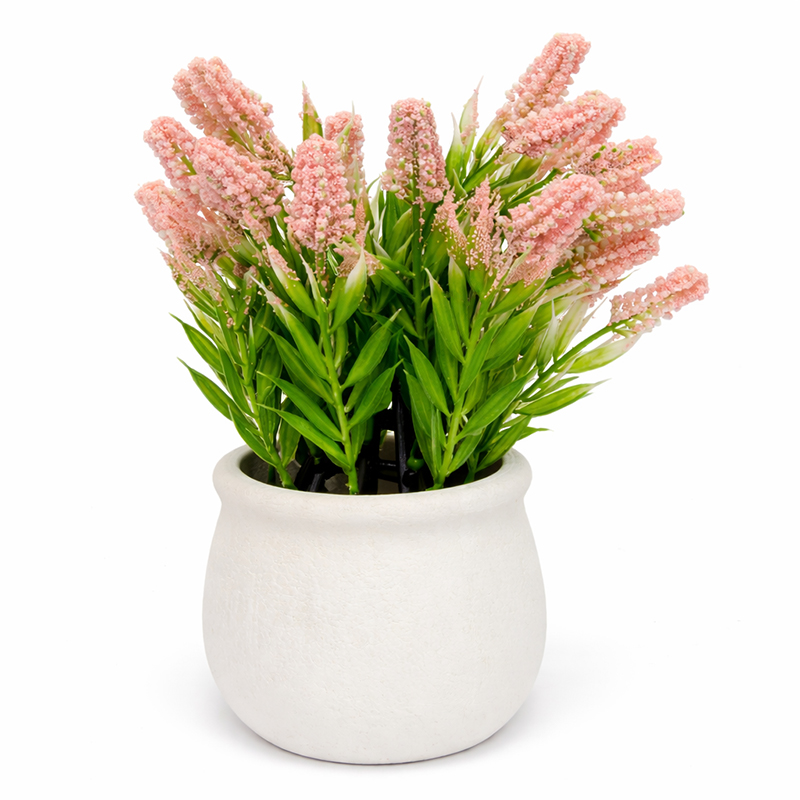 Maceta Cerámica con Flor Lavanda Rosa 22cm