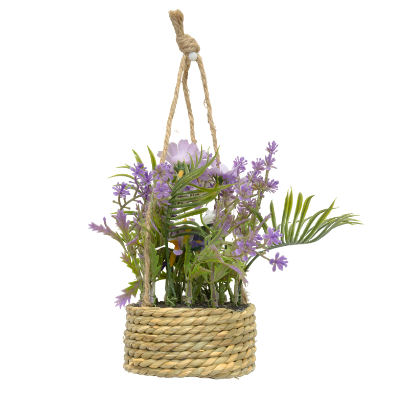 Maceta con Yute Colgante con Margarita Lila 17cm