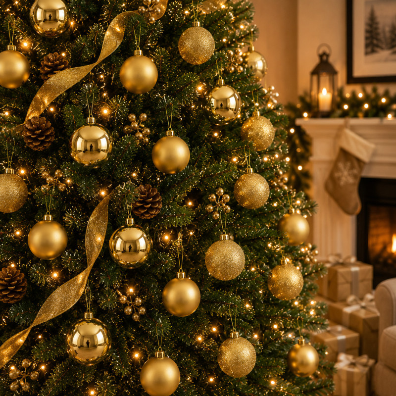 Bola Navidad Basic Oro 7cm 6 Piezas