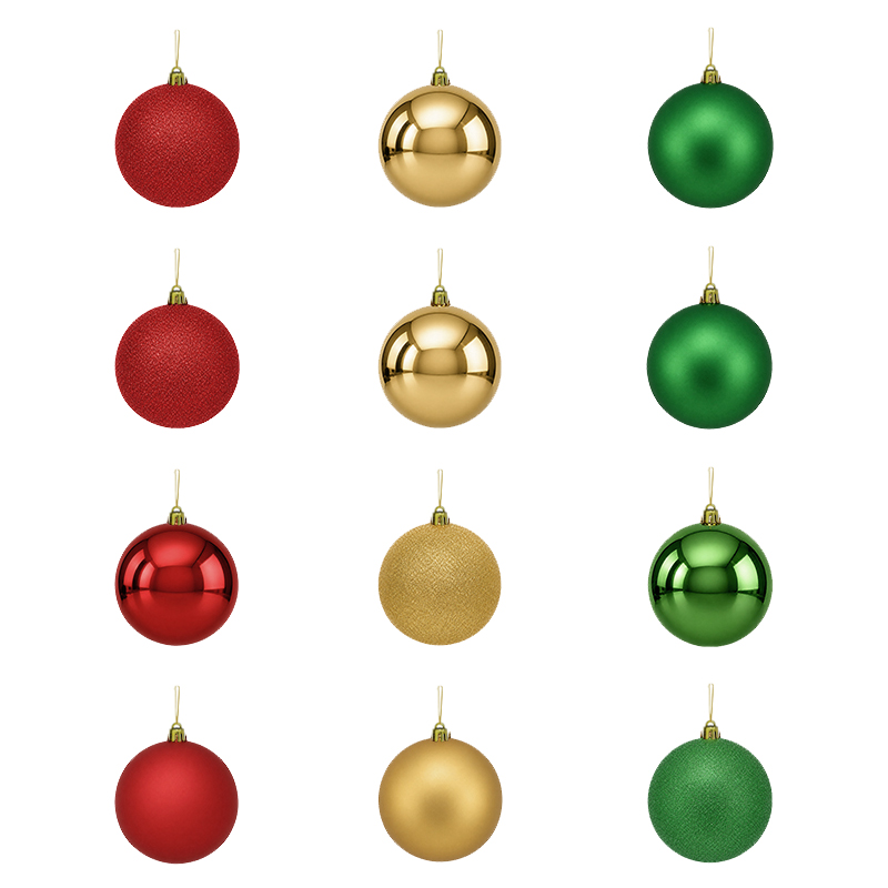 Bola Navidad Rojo Verde Oro 5cm 12 Piezas