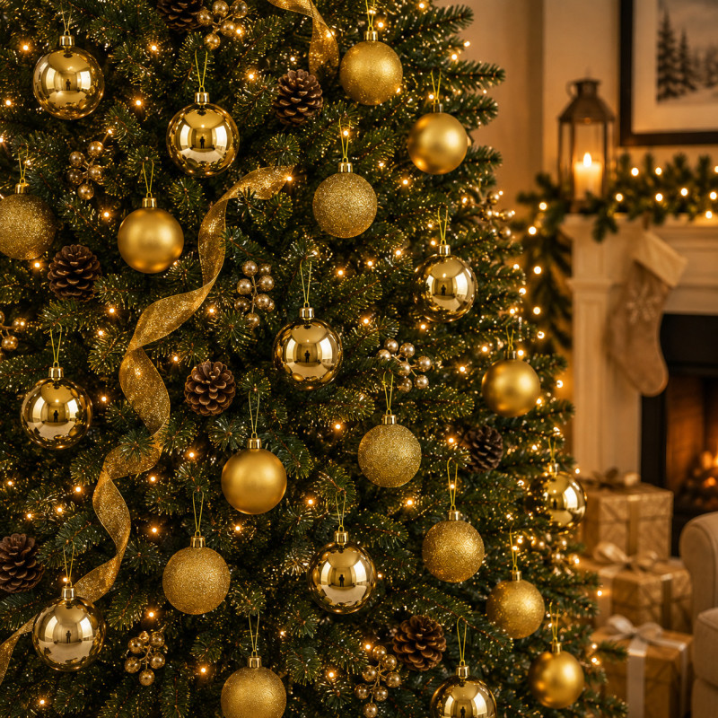 Bola Navidad Oro 6cm 12 Piezas