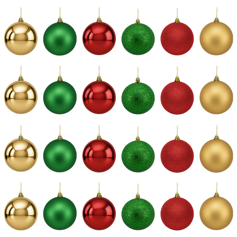 Bola Navidad Rojo Verde Oro 6cm 24 Piezas
