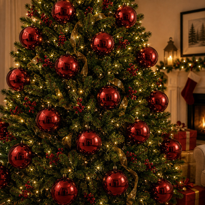 Bola Navidad  Roja 20cm Brillante