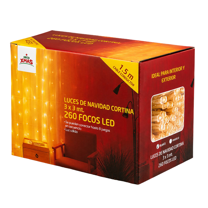 Luces de Navidad Cortina X260 Led Luz Blanca 
