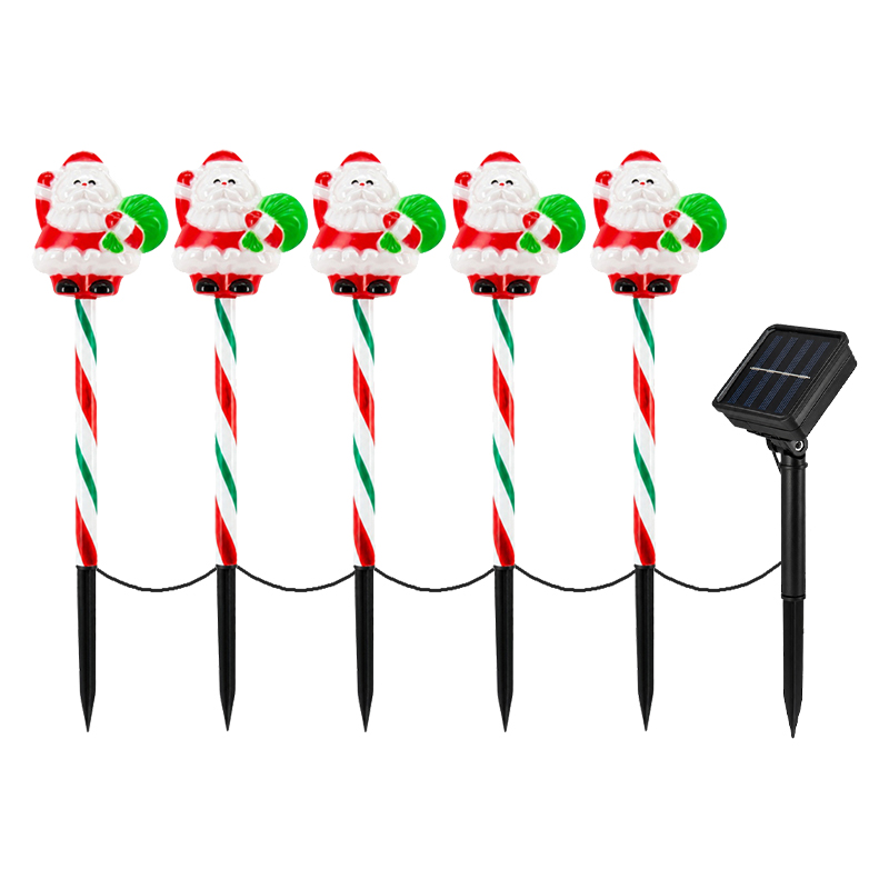 Estaca de Navideña Solar para Exterior Diseño de Santa X5 Piezas 