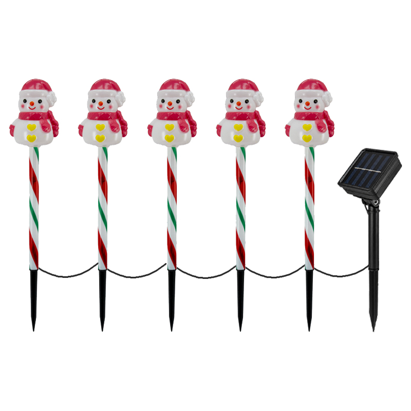 Estaca Navideña Solar para Exterior con Diseño de Muñecos de Nieve X5 Piezas 