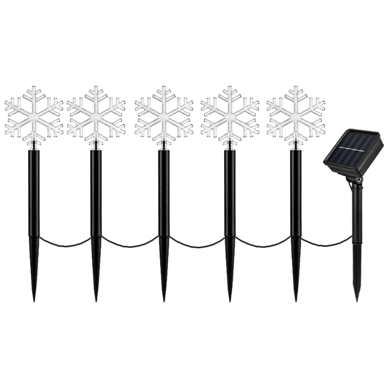 Estaca Navideña Solar para Exterior con Diseño de Copo de nieve X5 Piezas 
