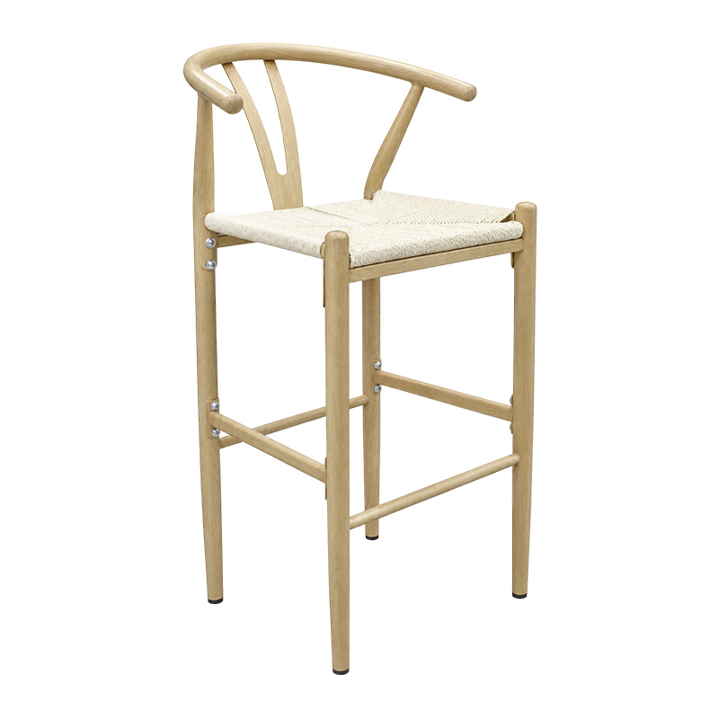 Silla Bar Wishbone Natural Tejida Metal