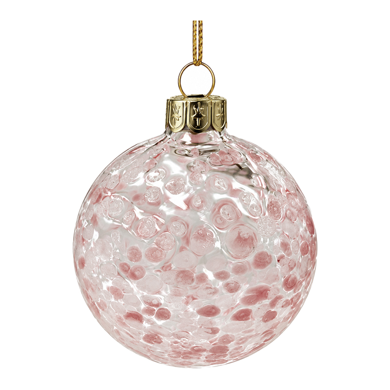 Adorno Navideño Colgante Bola Rosa Vidrio 8cm