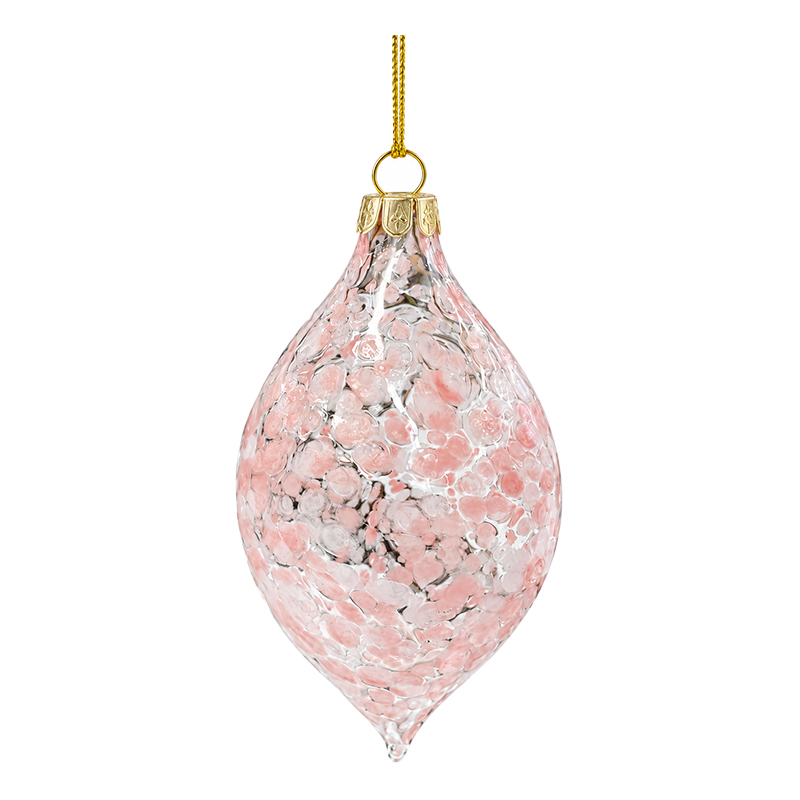 Adorno Navideño Colgante Rosa Vidrío 7cm