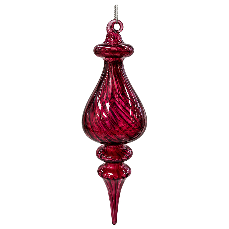 Adorno Navideño Colgante Fucsia Vidrio 24cm
