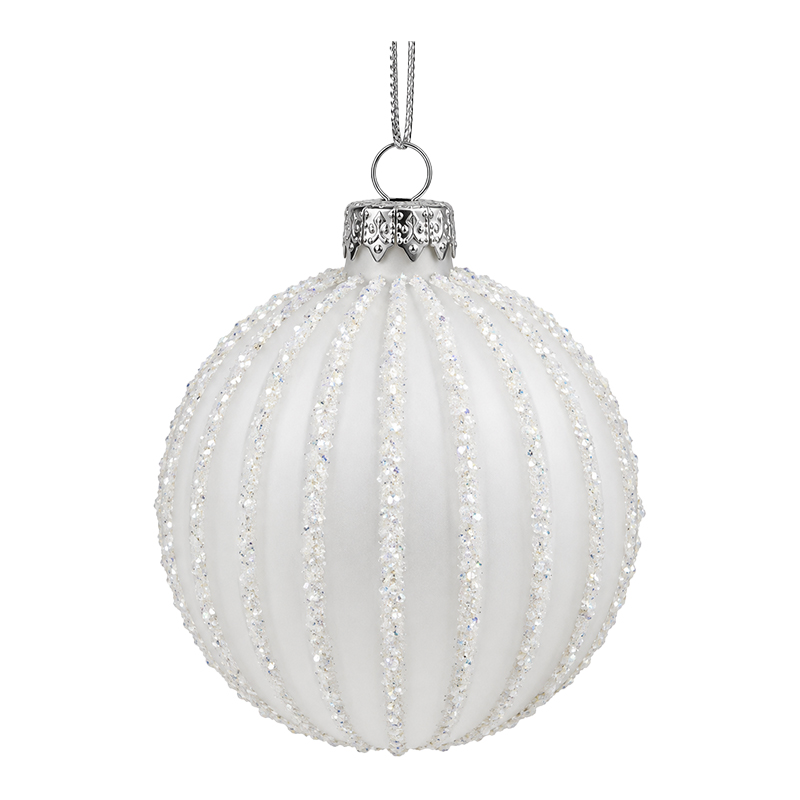 Adorno Navideño Colgante Arena Escarcha Vidrio 9cm