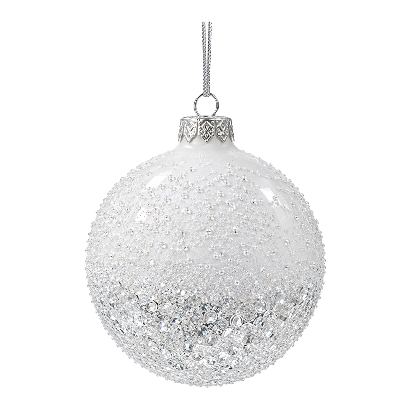 Adorno Navideño Colgante Escarchado Vidrio 10cm