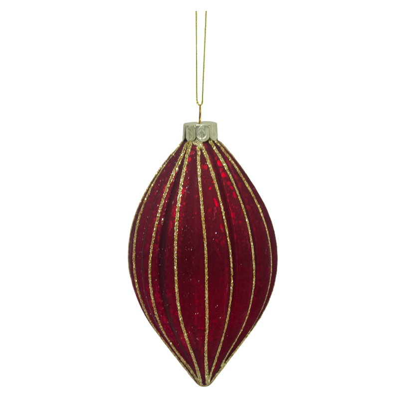 Adorno Navideño Colgante Gota Rojo Oro Vidrio 