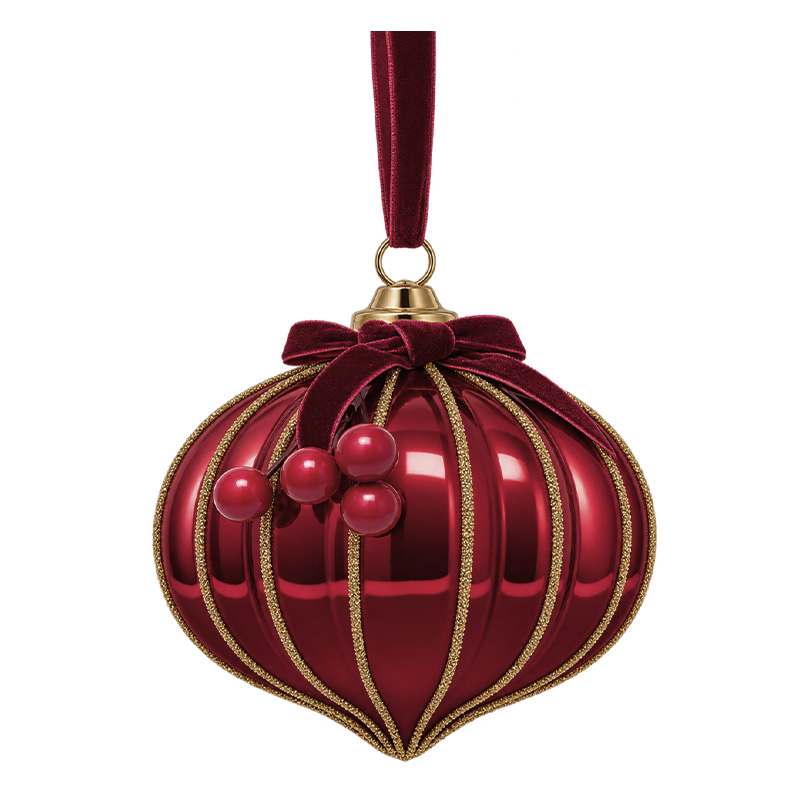 Adorno Navideño Colgante Red Velvet Cerezo Vidrio 9cm