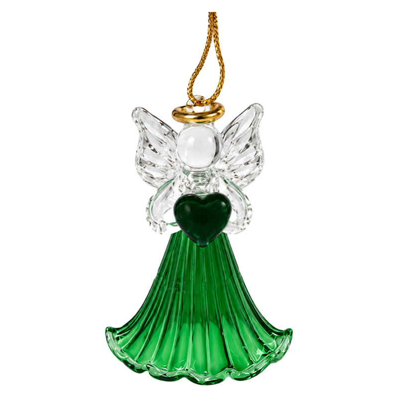 Adorno Navideño Colgante Ángel Verde Vidrio 6cm