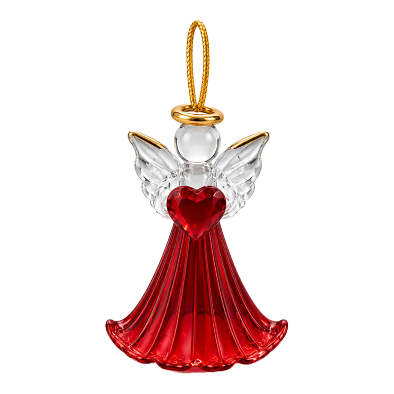 Adorno Navideño Colgante Ángel Rojo Vidrio 6cm