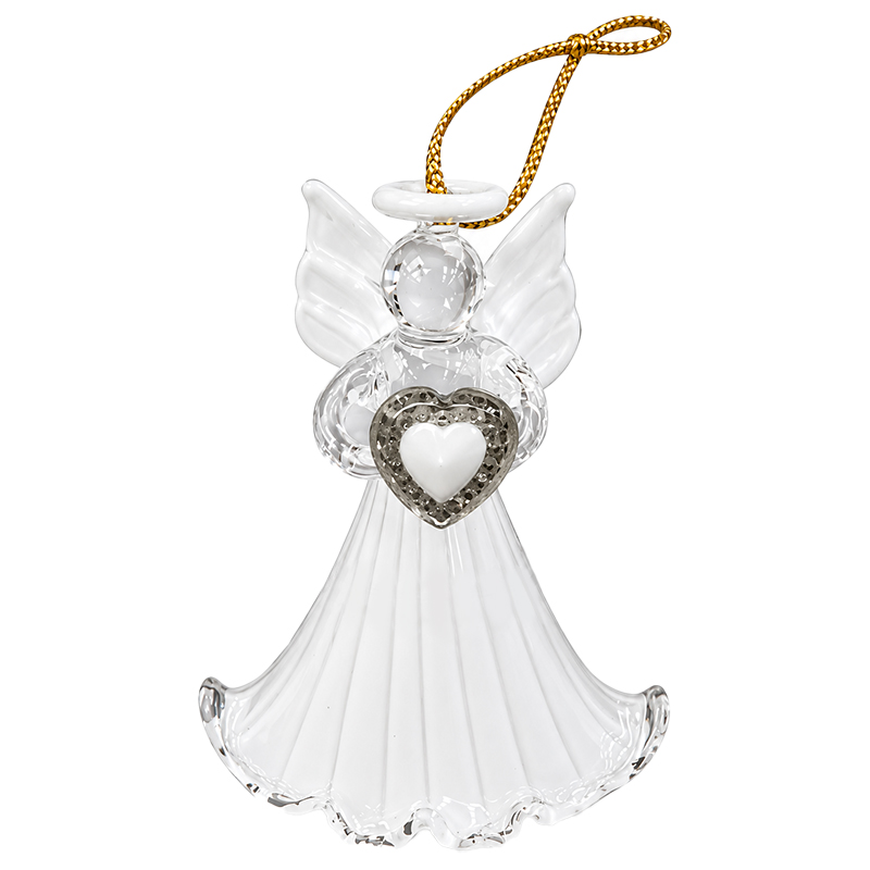 Adorno Navideño Colgante Ángel Blanco de Vidrio 6cm