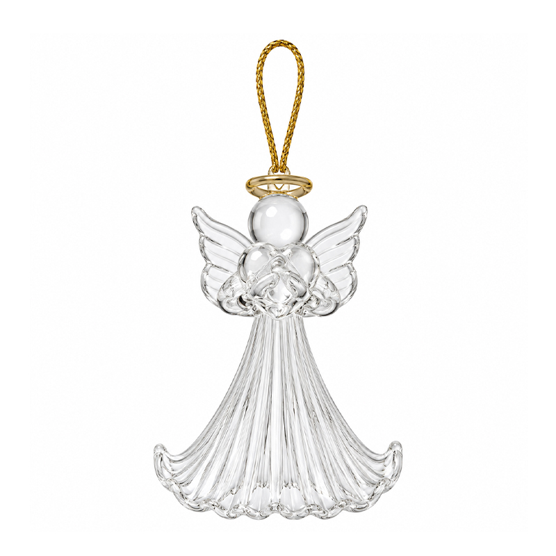 Adorno Navideño Colgante Ángel Transparente de Vidrio 6cm