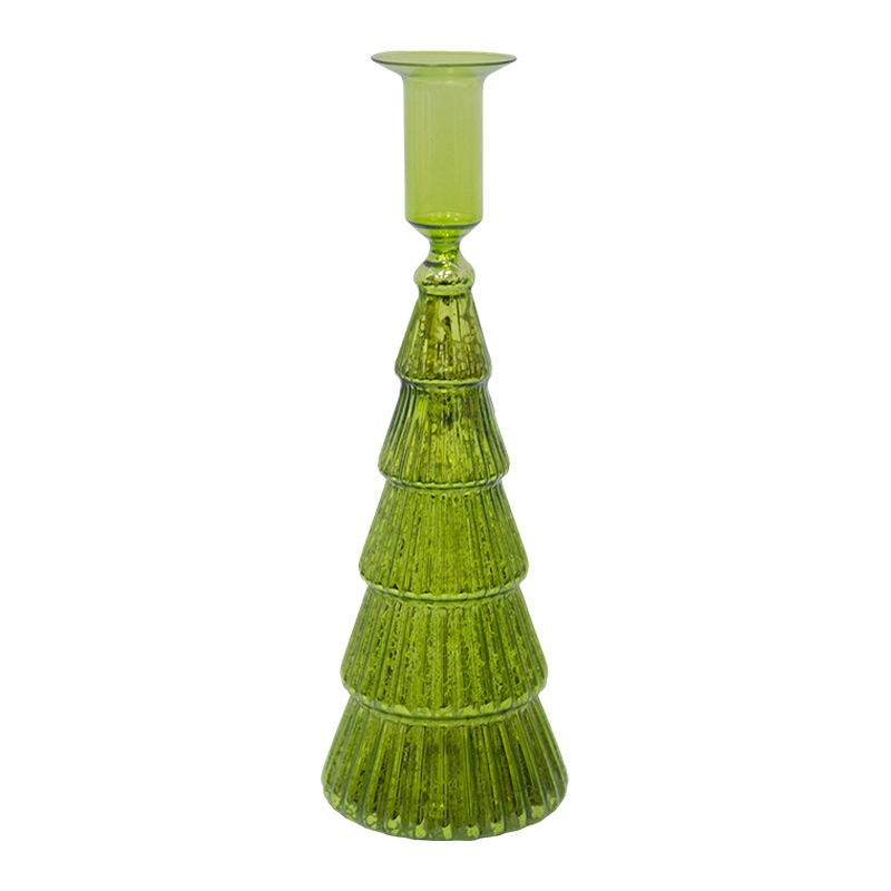 Portavela de Vidrio Árbol Verde 8x25cm