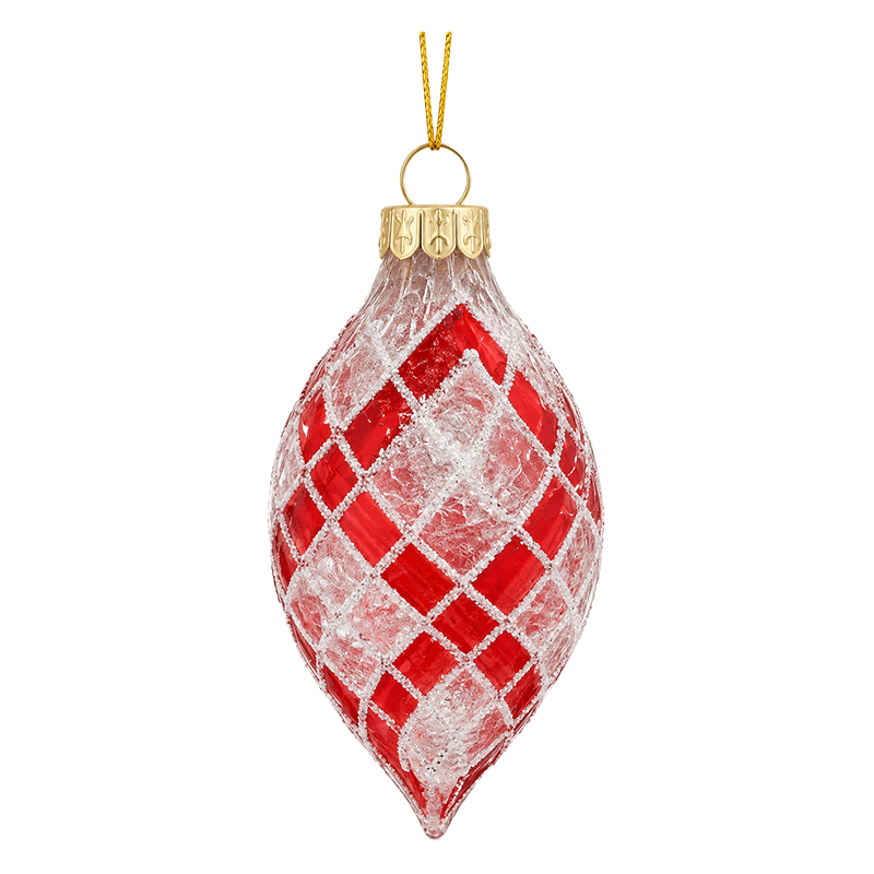 Adorno Navideño Colgante Gota Rojo y Blanco de Vidrio