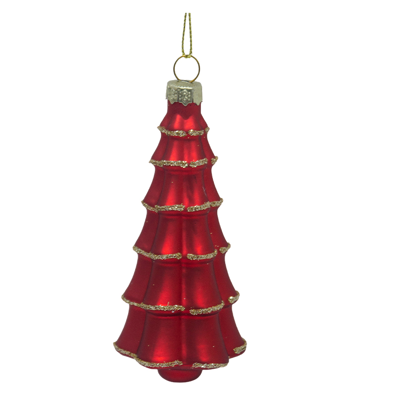 Adorno Navideño Colgante Árbol Rojo 11 cm de Vidrio