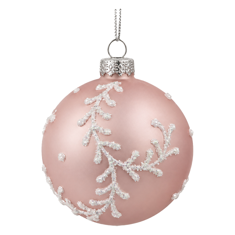 Adorno Navideño Colgante Winter Rosa de Vidrio