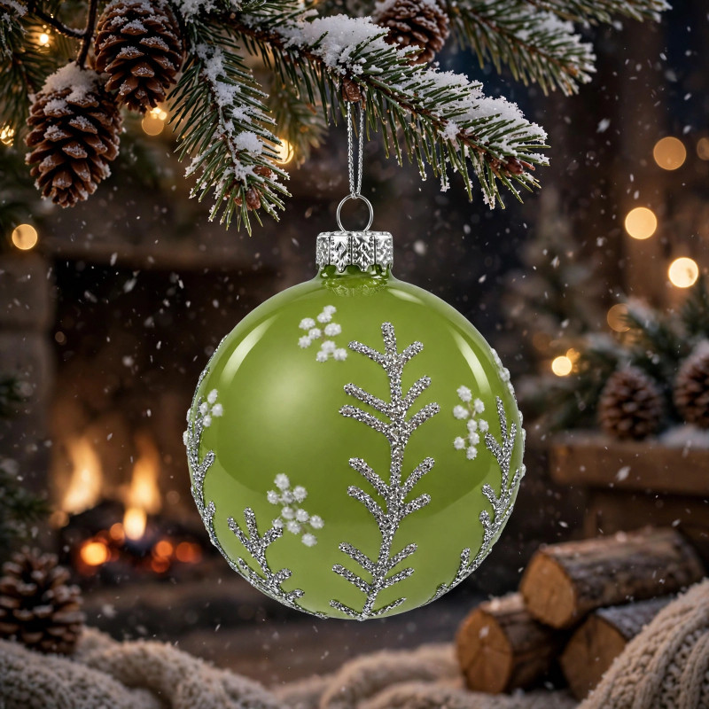 Adorno Navideño Colgante Winter Verde de Vidrio