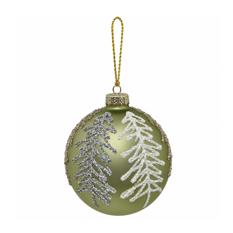 Adorno Navideño Colgante Winter Verde Escarchado de Vidrio