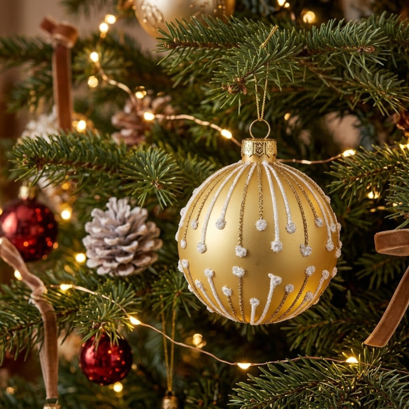 Adorno Navideño Colgante Oro Wishes de Vidrio