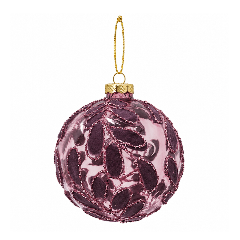 Adorno Navideño Colgante Fucsia Escarchado de 10 cm de Vidrio
