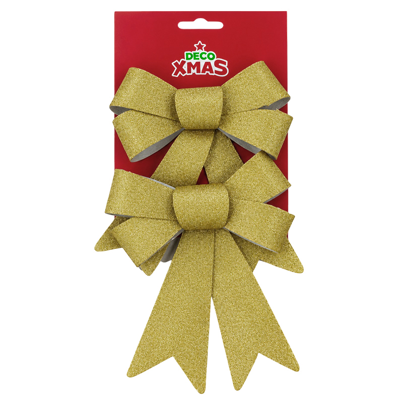 Lazo de Navidad Oro Escarcha 2 Piezas