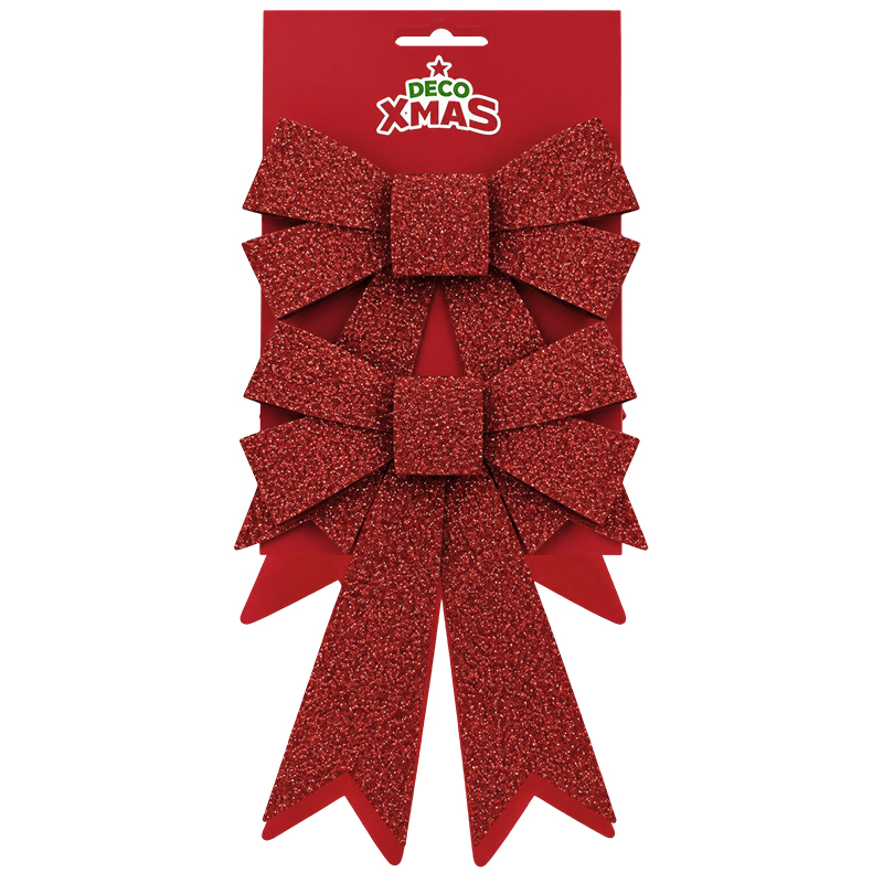 Lazo de Navidad Rojo Escarcha 2 Piezas 