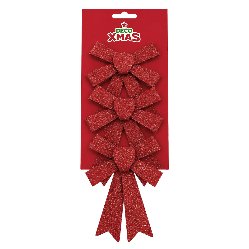 Lazo de Navidad Rojo Escarcha 3 Piezas 