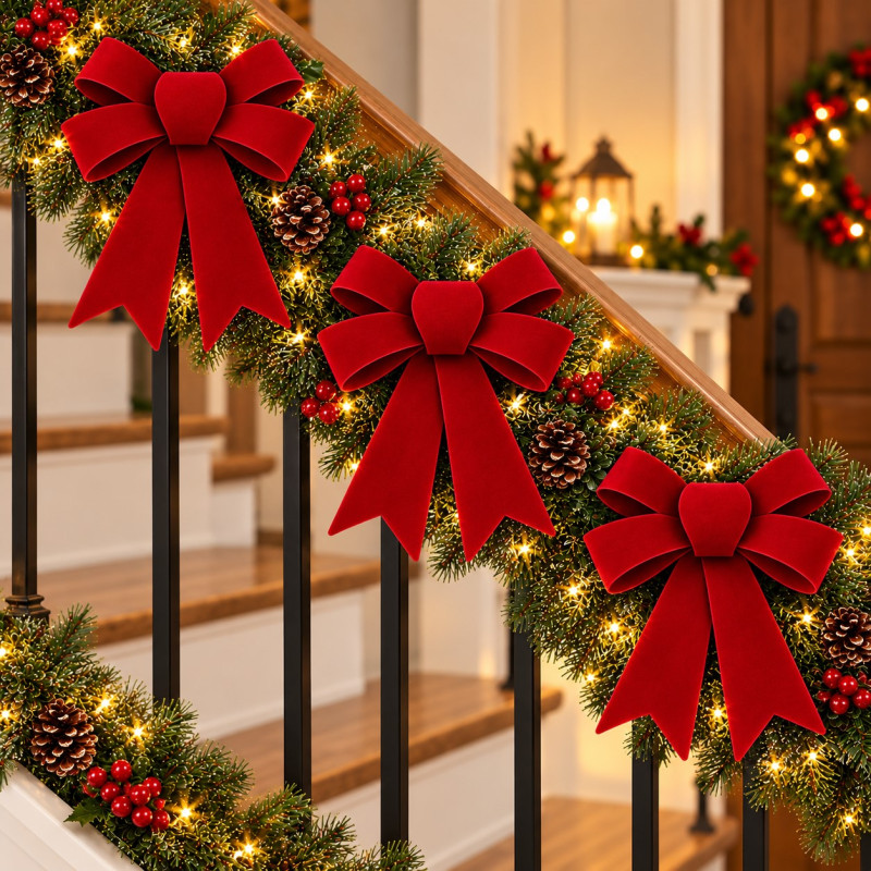 Lazo de Navidad Rojo Velvet 3 Piezas 
