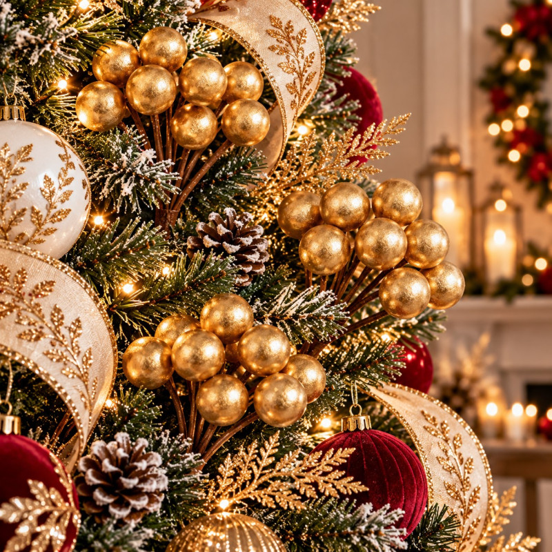 Pick Perlas Champagne Navidad 12 Piezas 