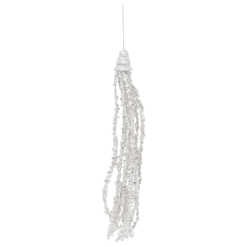 Adorno Colgante 27cm con Borlas Blancas