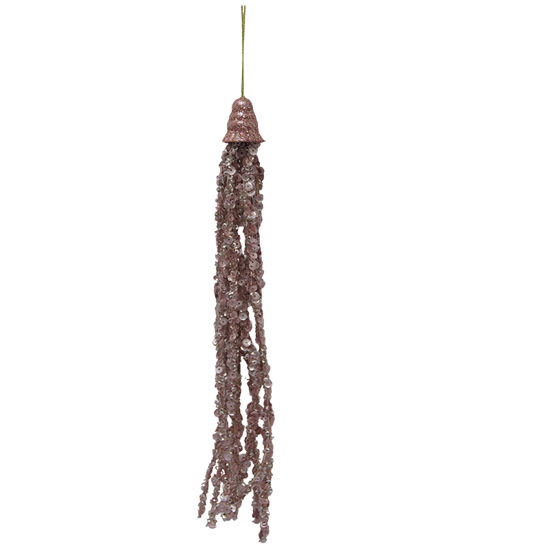 Adorno Colgante 27cm con Borlas de Cuentas Rosa