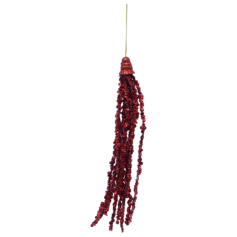 Adorno Colgante 27cm con Borlas Rojo
