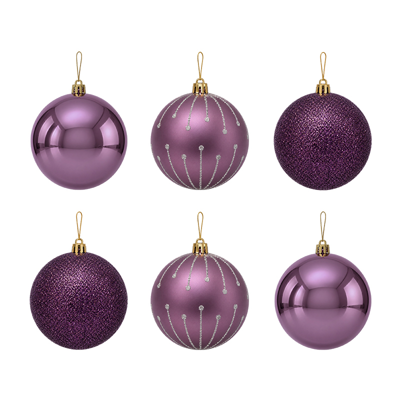 Bola Navideña de 8cm 6 Piezas Moradas