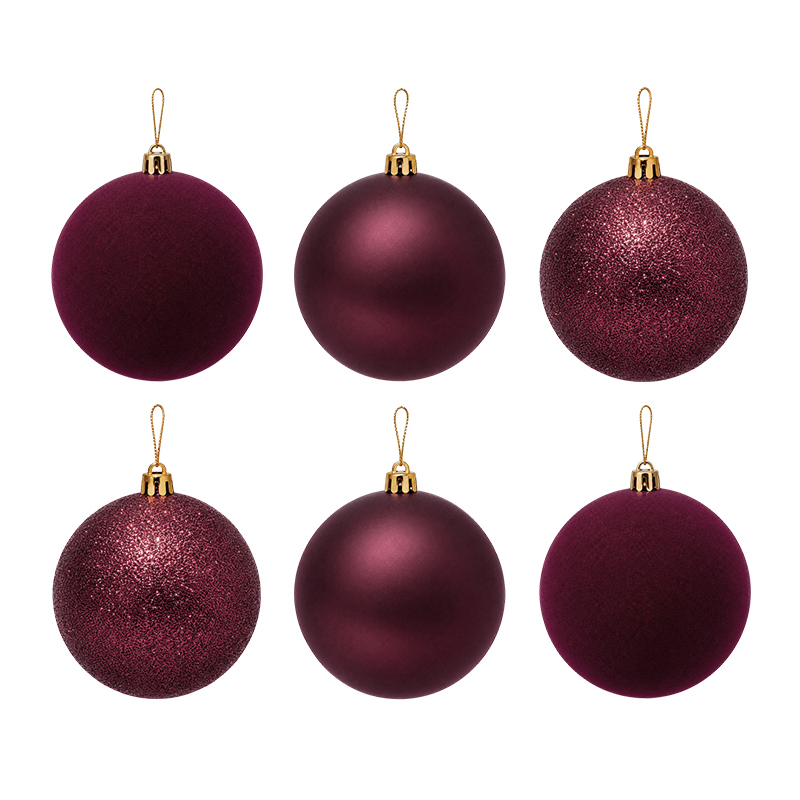Bola Navideña de 8cm 6 Piezas Rojo