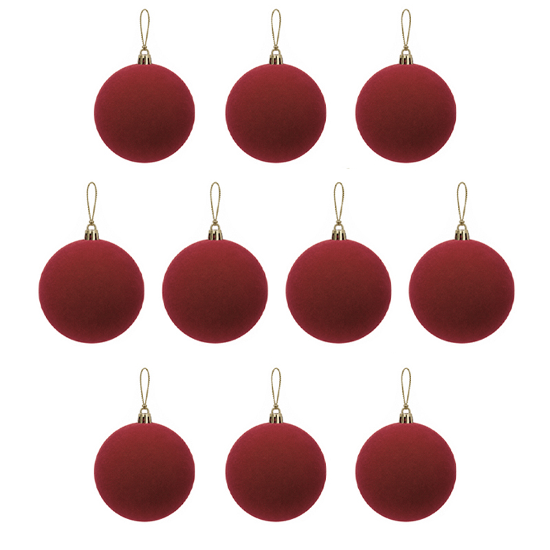 Bola Navideña de 7cm 10 Piezas Rojo